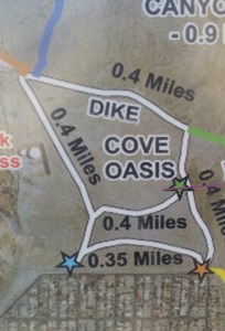 Dog-friendly trails (in white) in La Quinta cove 